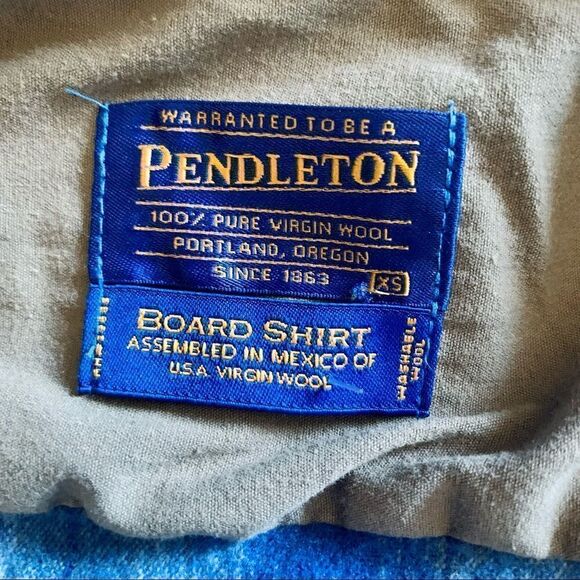 Pendleton Blue & Gray Wool Plaid Short Sleeve Board Shirt Size XS - Picture 10 of 10